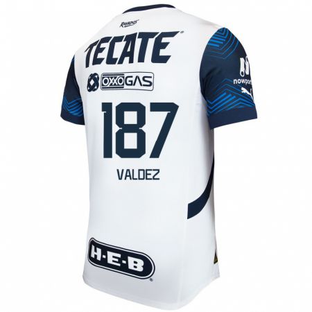 Kandiny Enfant Maillot Érick Valdez #187 Blanc Bleu Tenues Extérieur 2024/25 T-Shirt