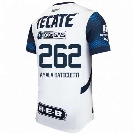 Kandiny Enfant Maillot Nahuel Ayala Batocletti #262 Blanc Bleu Tenues Extérieur 2024/25 T-Shirt