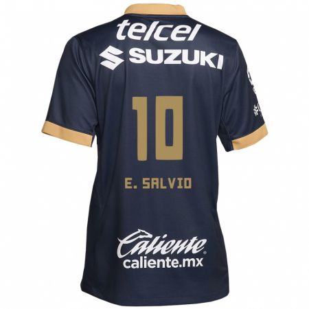 Kandiny Enfant Maillot Eduardo Salvio #10 Obsidienne Or Blanc Tenues Extérieur 2024/25 T-Shirt