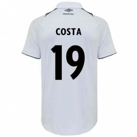 Kandiny Enfant Maillot Diego Costa #19 Blanc Bleu Tenues Extérieur 2024/25 T-Shirt