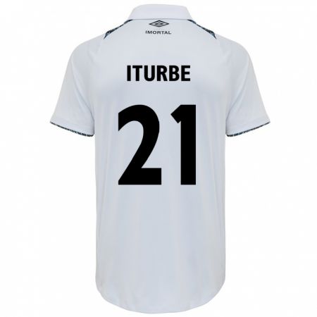 Kandiny Enfant Maillot Juan Iturbe #21 Blanc Bleu Tenues Extérieur 2024/25 T-Shirt