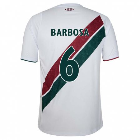 Kandiny Enfant Maillot Diogo Barbosa #6 Blanc Vert Bordeaux Tenues Extérieur 2024/25 T-Shirt