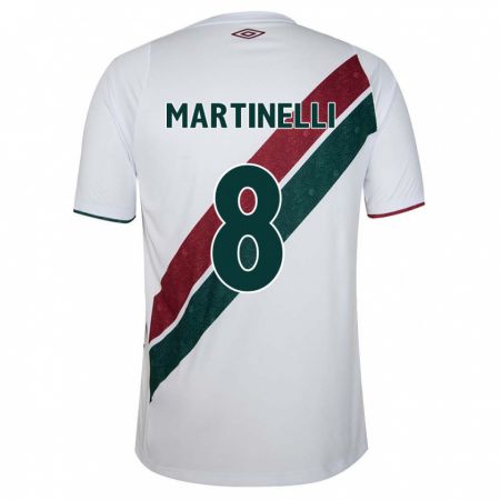 Kandiny Enfant Maillot Martinelli #8 Blanc Vert Bordeaux Tenues Extérieur 2024/25 T-Shirt