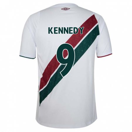 Kandiny Enfant Maillot John Kennedy #9 Blanc Vert Bordeaux Tenues Extérieur 2024/25 T-Shirt