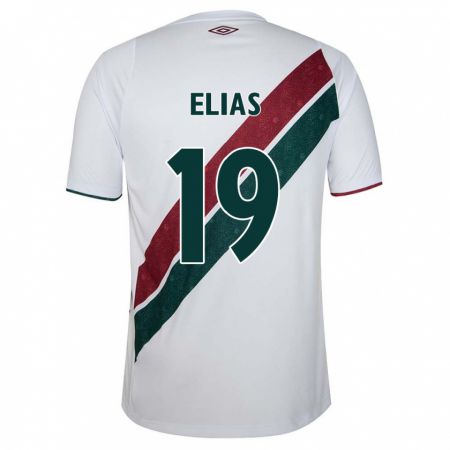 Kandiny Enfant Maillot Kauã Elias #19 Blanc Vert Bordeaux Tenues Extérieur 2024/25 T-Shirt