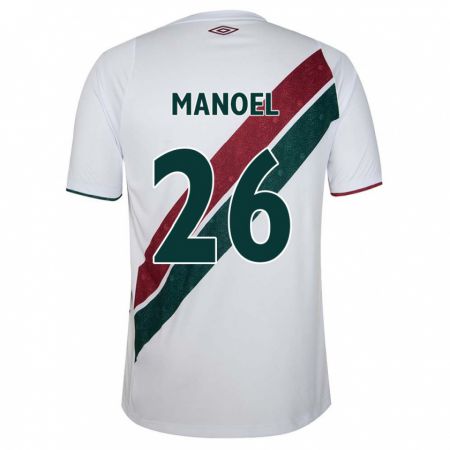 Kandiny Enfant Maillot Manoel #26 Blanc Vert Bordeaux Tenues Extérieur 2024/25 T-Shirt