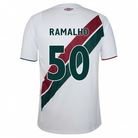 Kandiny Enfant Maillot Gustavo Ramalho #50 Blanc Vert Bordeaux Tenues Extérieur 2024/25 T-Shirt