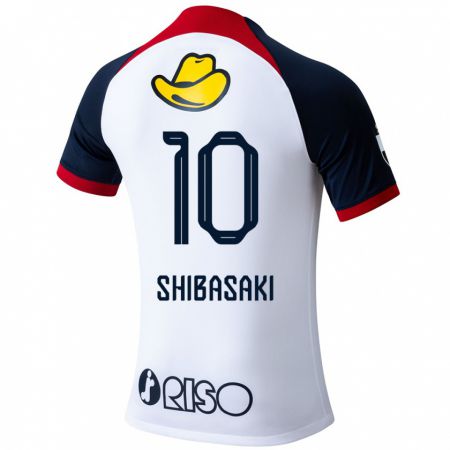 Kandiny Enfant Maillot Gaku Shibasaki #10 Blanc Bleu Rouge Tenues Extérieur 2024/25 T-Shirt