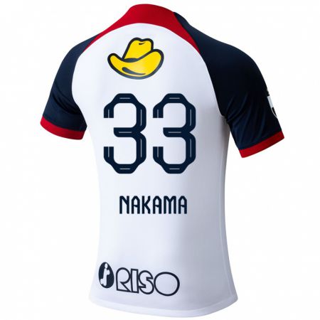 Kandiny Enfant Maillot Hayato Nakama #33 Blanc Bleu Rouge Tenues Extérieur 2024/25 T-Shirt