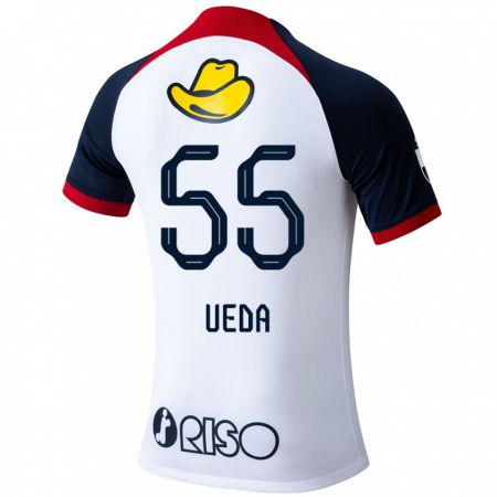 Kandiny Enfant Maillot Naomichi Ueda #55 Blanc Bleu Rouge Tenues Extérieur 2024/25 T-Shirt