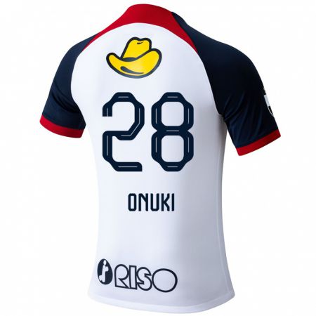 Kandiny Enfant Maillot Rui Onuki #28 Blanc Bleu Rouge Tenues Extérieur 2024/25 T-Shirt