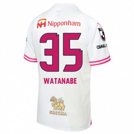 Kandiny Enfant Maillot Ryo Watanabe #35 Blanc Rose Tenues Extérieur 2024/25 T-Shirt