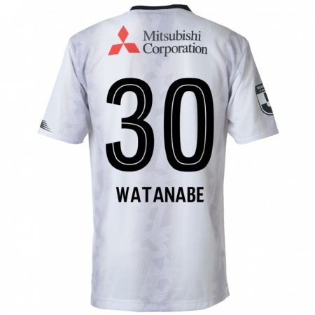 Kandiny Enfant Maillot Matthew Watanabe #30 Blanc Noir Tenues Extérieur 2024/25 T-Shirt