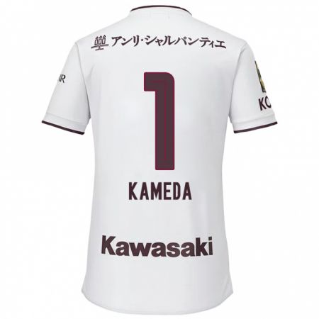 Kandiny Enfant Maillot Taiga Kameda #1 Blanc Rouge Tenues Extérieur 2024/25 T-Shirt