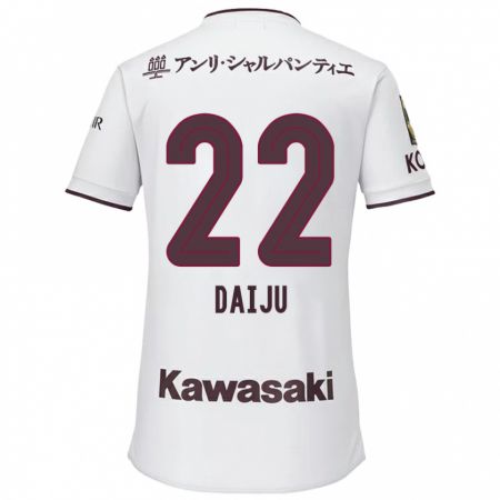 Kandiny Enfant Maillot Daiju Sasaki #22 Blanc Rouge Tenues Extérieur 2024/25 T-Shirt