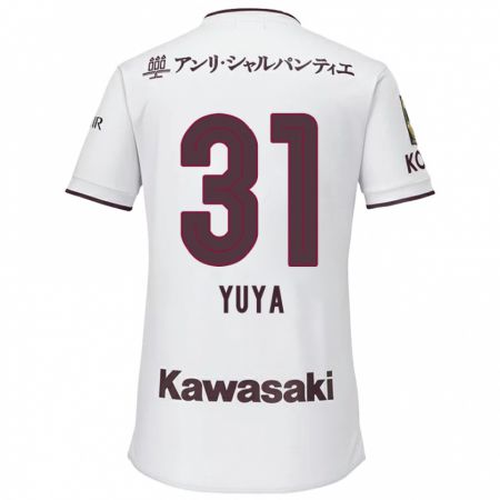 Kandiny Enfant Maillot Yuya Nakasaka #31 Blanc Rouge Tenues Extérieur 2024/25 T-Shirt