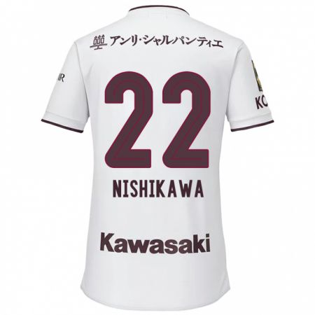 Kandiny Enfant Maillot Aiku Nishikawa #22 Blanc Rouge Tenues Extérieur 2024/25 T-Shirt