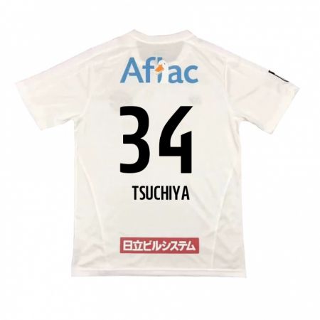 Kandiny Enfant Maillot Takumi Tsuchiya #34 Blanc Noir Tenues Extérieur 2024/25 T-Shirt