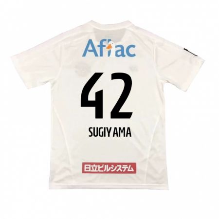 Kandiny Enfant Maillot Shunnosuke Sugiyama #42 Blanc Noir Tenues Extérieur 2024/25 T-Shirt