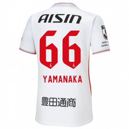 Kandiny Enfant Maillot Ryosuke Yamanaka #66 Blanc Jaune Rouge Tenues Extérieur 2024/25 T-Shirt