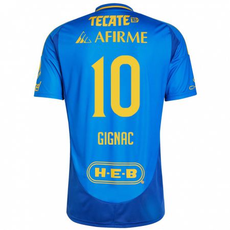 Kandiny Enfant Maillot André-Pierre Gignac #10 Bleu Jaune Tenues Extérieur 2024/25 T-Shirt