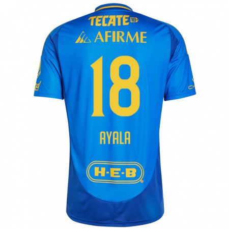 Kandiny Enfant Maillot David Ayala #18 Bleu Jaune Tenues Extérieur 2024/25 T-Shirt