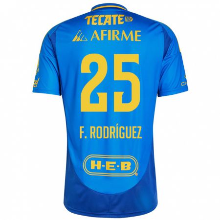 Kandiny Enfant Maillot Felipe Rodríguez #25 Bleu Jaune Tenues Extérieur 2024/25 T-Shirt