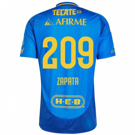 Kandiny Enfant Maillot Jorge Zapata #209 Bleu Jaune Tenues Extérieur 2024/25 T-Shirt