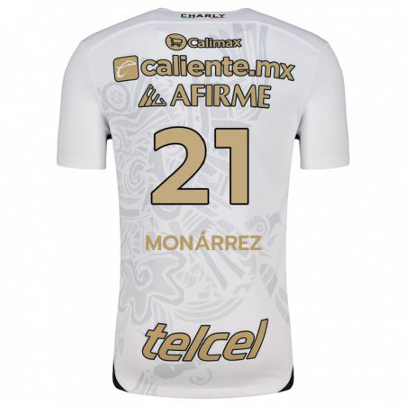 Kandiny Enfant Maillot Fernando Monárrez #21 Blanc Noir Tenues Extérieur 2024/25 T-Shirt