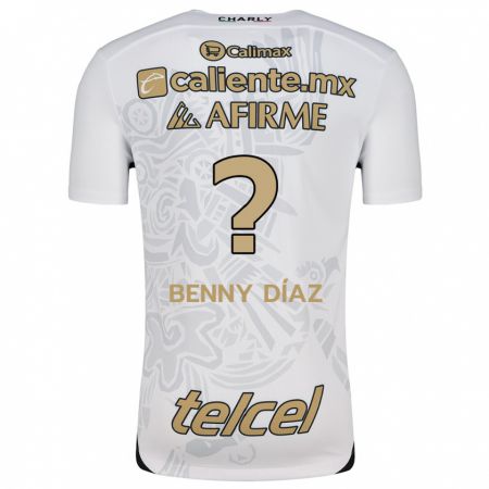 Kandiny Enfant Maillot Benny Díaz #0 Blanc Noir Tenues Extérieur 2024/25 T-Shirt