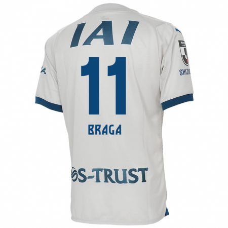 Kandiny Enfant Maillot Lucas Braga #11 Blanc Bleu Tenues Extérieur 2024/25 T-Shirt