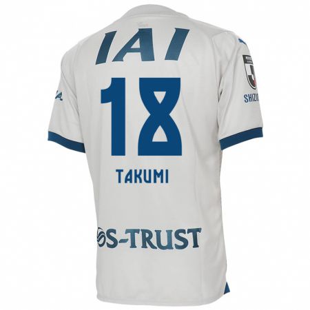 Kandiny Enfant Maillot Takumi Kato #18 Blanc Bleu Tenues Extérieur 2024/25 T-Shirt