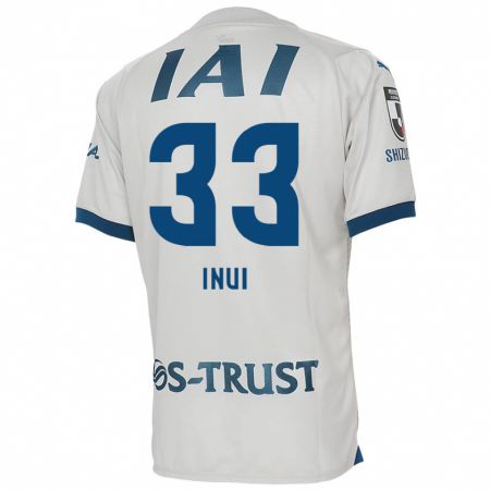 Kandiny Enfant Maillot Takashi Inui #33 Blanc Bleu Tenues Extérieur 2024/25 T-Shirt