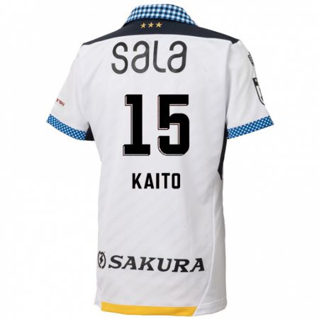 Kandiny Enfant Maillot Kaito Suzuki #15 Blanc Noir Tenues Extérieur 2024/25 T-Shirt