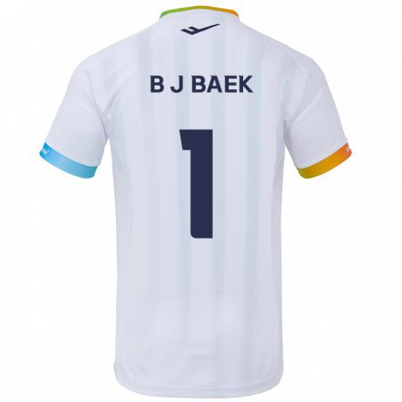 Kandiny Enfant Maillot Jong-Beom Baek #1 Blanc Bleu Tenues Extérieur 2024/25 T-Shirt