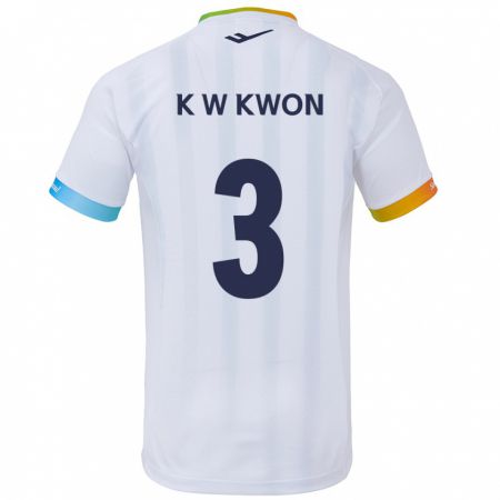 Kandiny Enfant Maillot Wan-Kyu Kwon #3 Blanc Bleu Tenues Extérieur 2024/25 T-Shirt