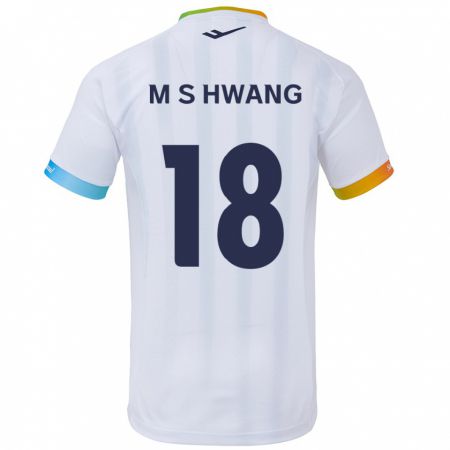 Kandiny Enfant Maillot Seong-Min Hwang #18 Blanc Bleu Tenues Extérieur 2024/25 T-Shirt