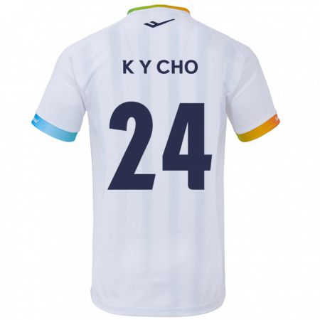 Kandiny Enfant Maillot Young-Kwang Cho #24 Blanc Bleu Tenues Extérieur 2024/25 T-Shirt