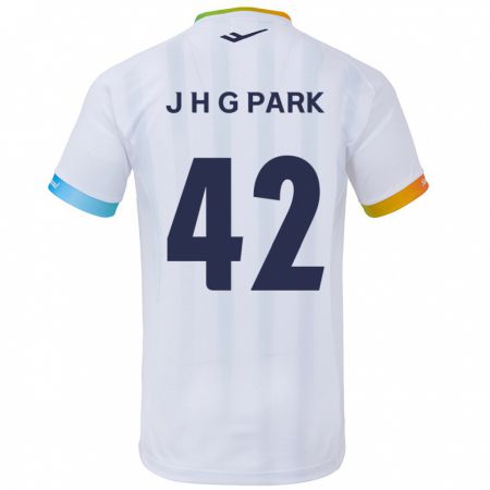 Kandiny Enfant Maillot Jang Han-Gyeol Park #42 Blanc Bleu Tenues Extérieur 2024/25 T-Shirt