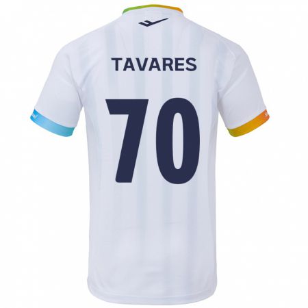 Kandiny Enfant Maillot Ronaldo Tavares #70 Blanc Bleu Tenues Extérieur 2024/25 T-Shirt