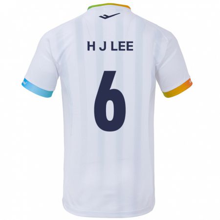 Kandiny Enfant Maillot Ju-Hwan Lee #6 Blanc Bleu Tenues Extérieur 2024/25 T-Shirt