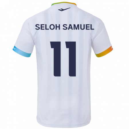 Kandiny Enfant Maillot Gbato Seloh Samuel #11 Blanc Bleu Tenues Extérieur 2024/25 T-Shirt