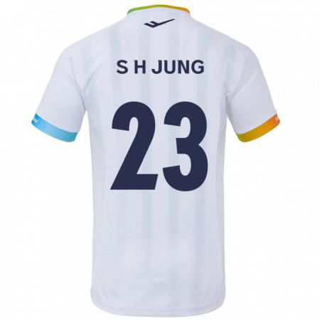 Kandiny Enfant Maillot Hyeon-Soo Jung #23 Blanc Bleu Tenues Extérieur 2024/25 T-Shirt