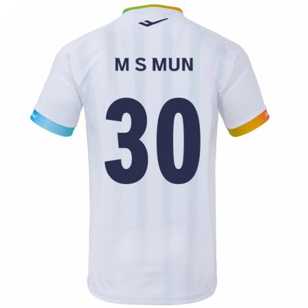 Kandiny Enfant Maillot Seong-Min Mun #30 Blanc Bleu Tenues Extérieur 2024/25 T-Shirt