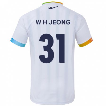 Kandiny Enfant Maillot Hyun-Woong Jeong #31 Blanc Bleu Tenues Extérieur 2024/25 T-Shirt