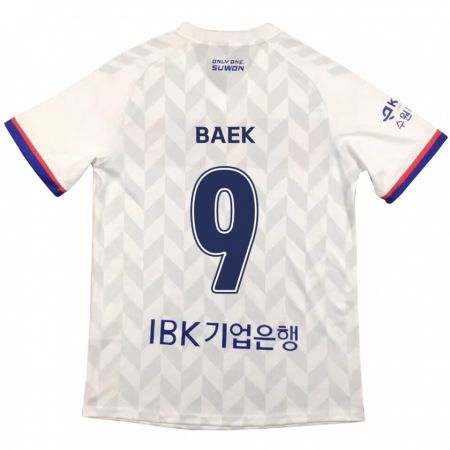 Kandiny Enfant Maillot Kyeong Baek #9 Blanc Bleu Tenues Extérieur 2024/25 T-Shirt