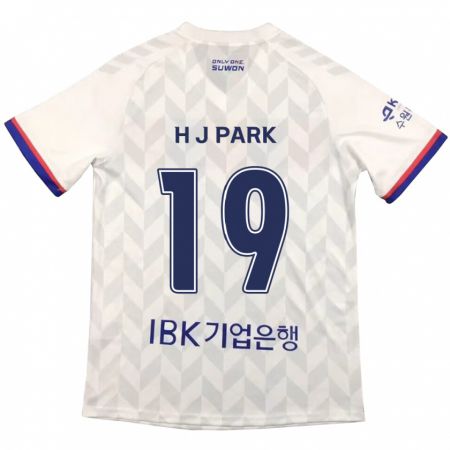 Kandiny Enfant Maillot Jun-Hui Park #19 Blanc Bleu Tenues Extérieur 2024/25 T-Shirt