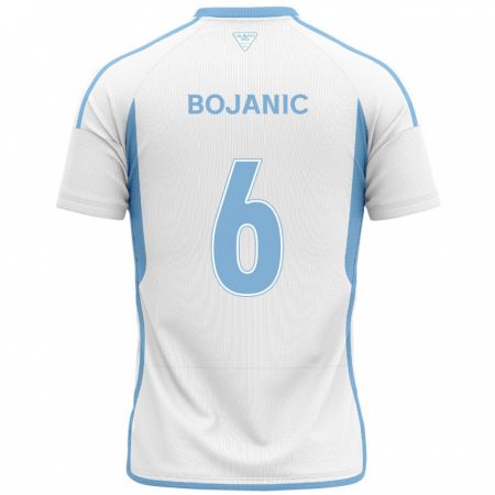 Kandiny Enfant Maillot Darijan Bojanic #6 Blanc Bleu Tenues Extérieur 2024/25 T-Shirt