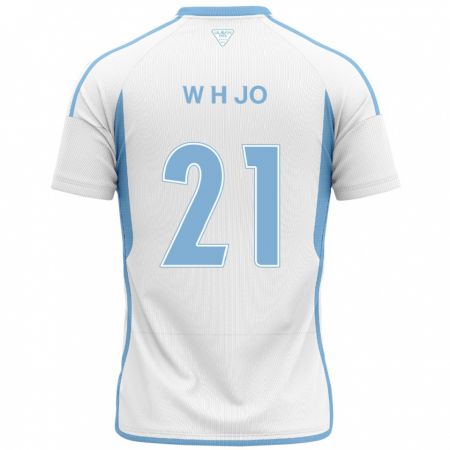 Kandiny Enfant Maillot Hyeon-Woo Jo #21 Blanc Bleu Tenues Extérieur 2024/25 T-Shirt