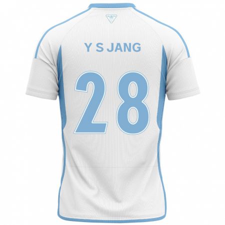 Kandiny Enfant Maillot See-Young Jang #28 Blanc Bleu Tenues Extérieur 2024/25 T-Shirt